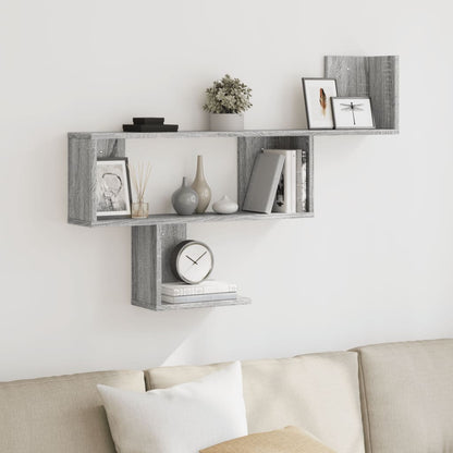 Wandschap 100x15x70 cm bewerkt hout grijs sonoma eikenkleurig
