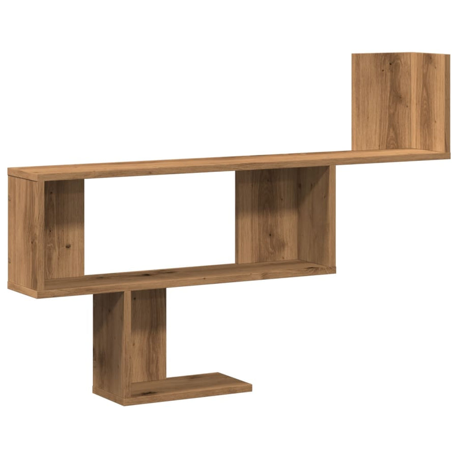 Wandschap 100x15x70 cm bewerkt hout artisanaal eikenkleurig