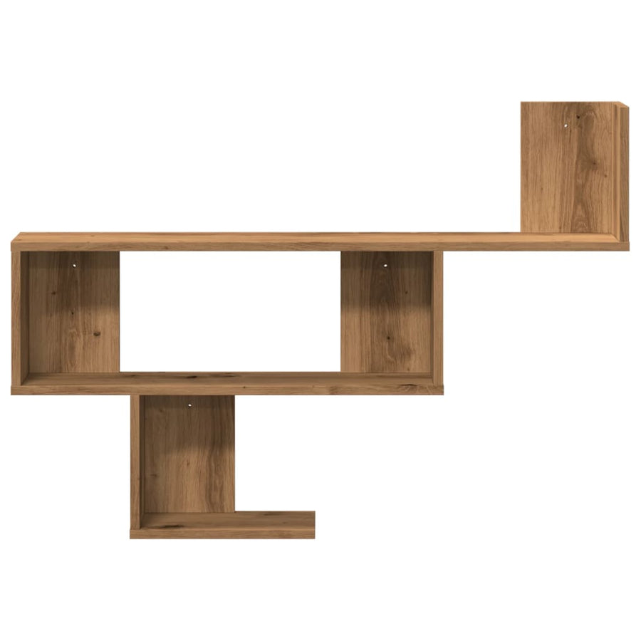 Wandschap 100x15x70 cm bewerkt hout artisanaal eikenkleurig