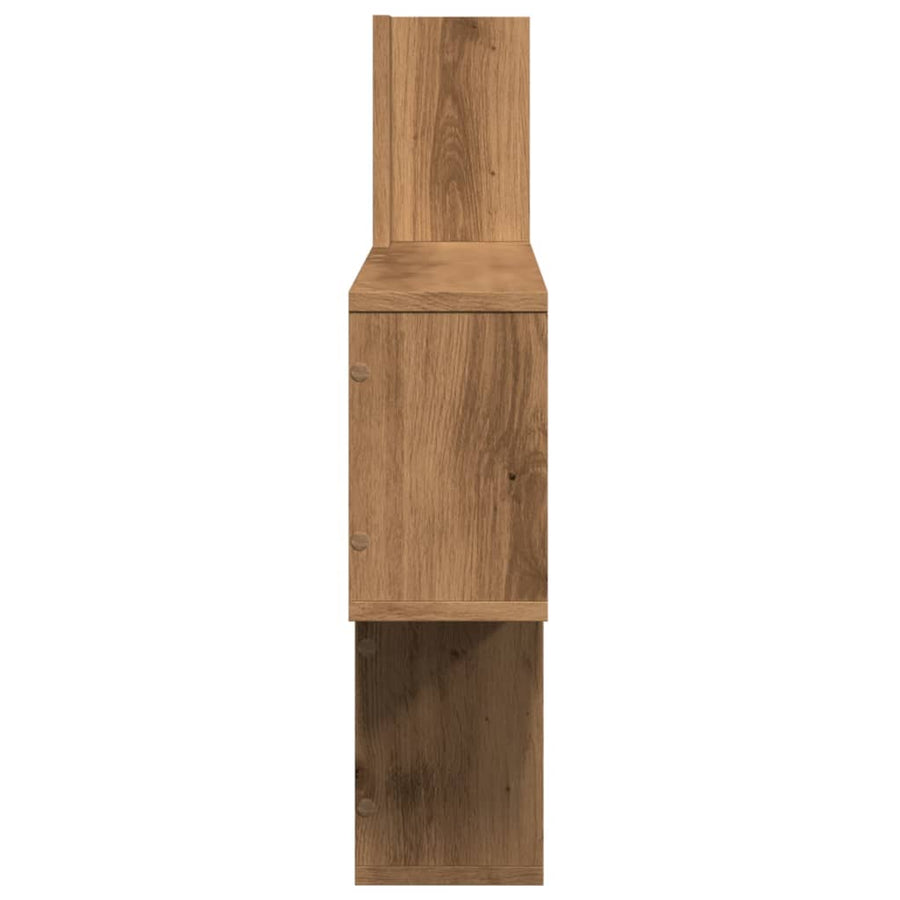 Wandschap 100x15x70 cm bewerkt hout artisanaal eikenkleurig