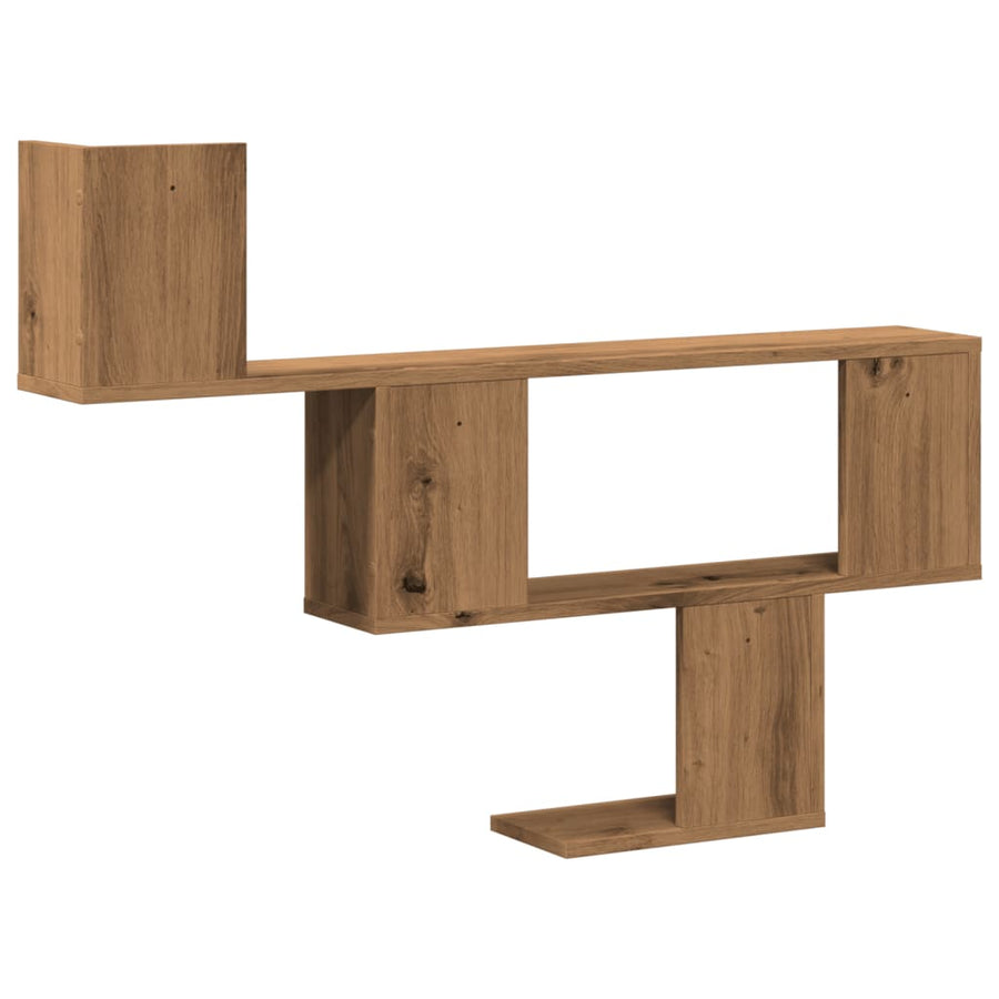 Wandschap 100x15x70 cm bewerkt hout artisanaal eikenkleurig