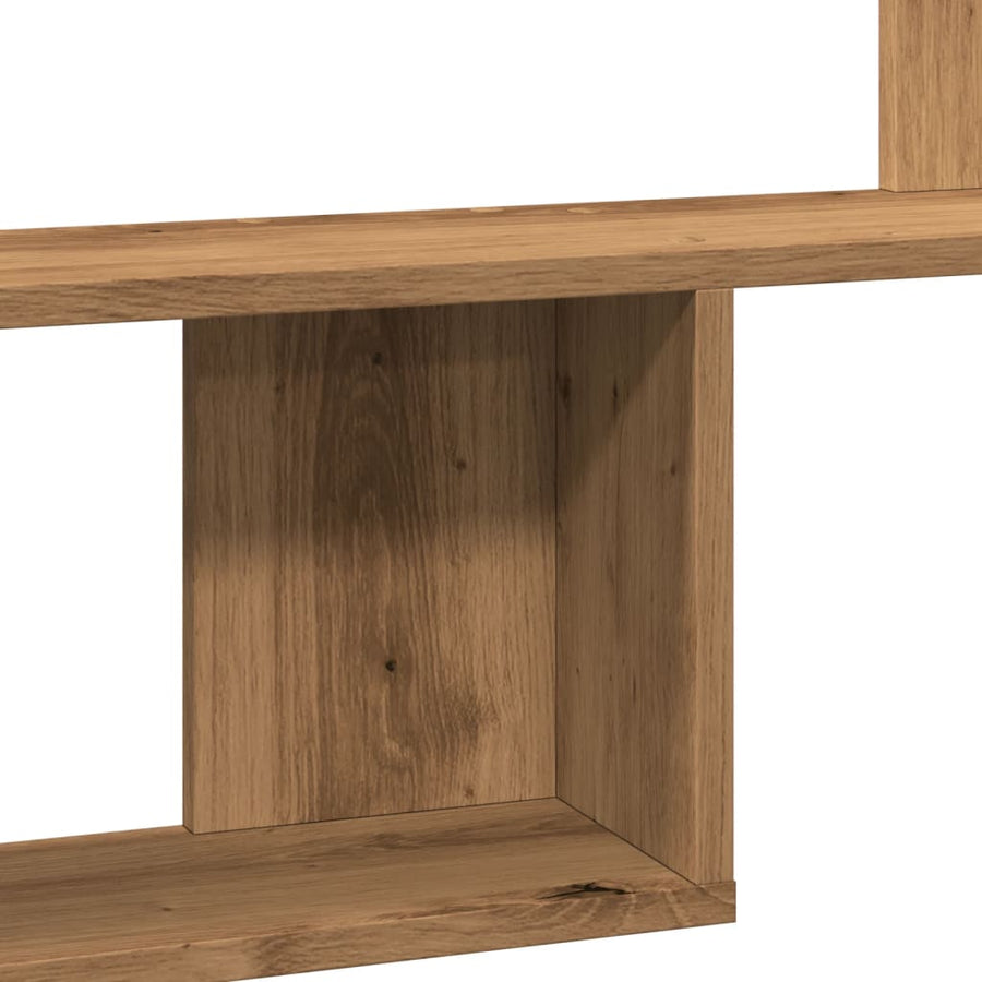 Wandschap 100x15x70 cm bewerkt hout artisanaal eikenkleurig