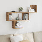 Wall shelf 100x15x70 cm carved wood artisan oak look