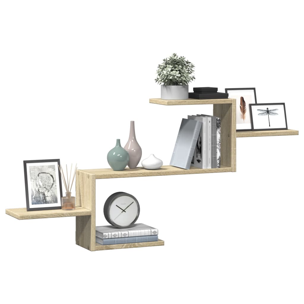 Wandschap 104x15x49 cm bewerkt hout sonoma eikenkleurig