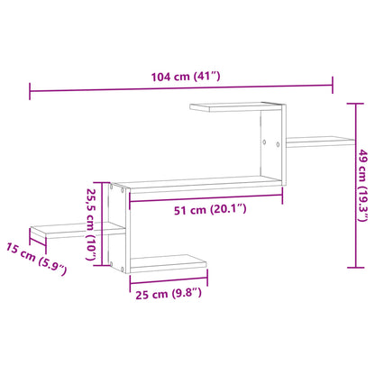 Wandschap 104x15x49 cm bewerkt hout betongrijs