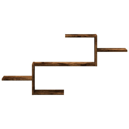 Wandschap 104x15x49 cm bewerkt hout gerookt eikenkleurig