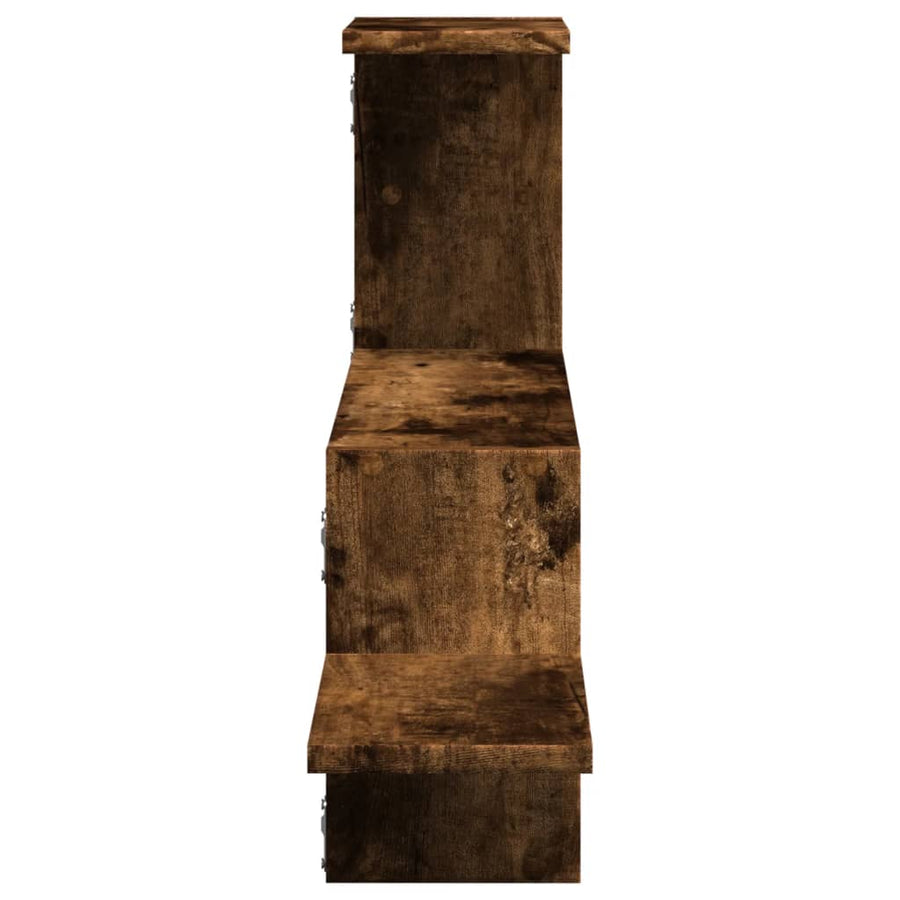 Wandschap 104x15x49 cm bewerkt hout gerookt eikenkleurig