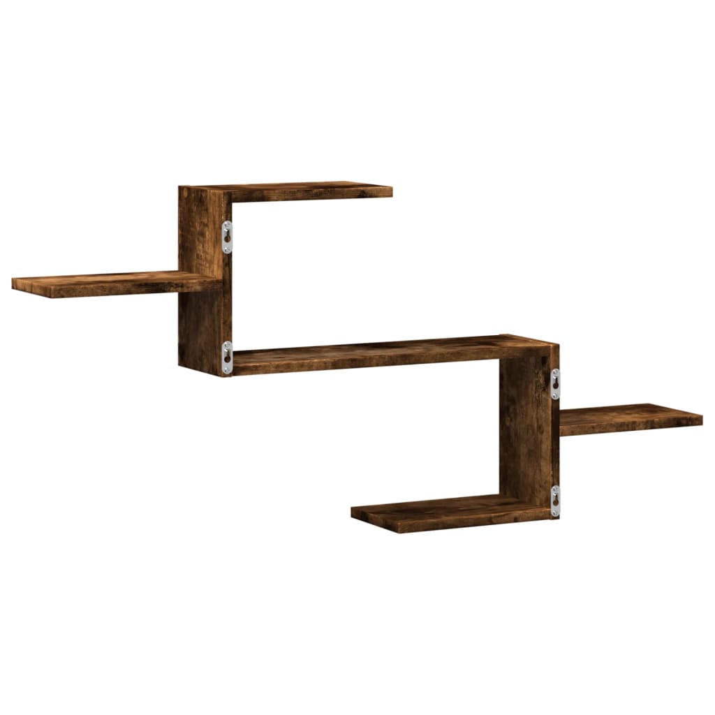 Wandschap 104x15x49 cm bewerkt hout gerookt eikenkleurig