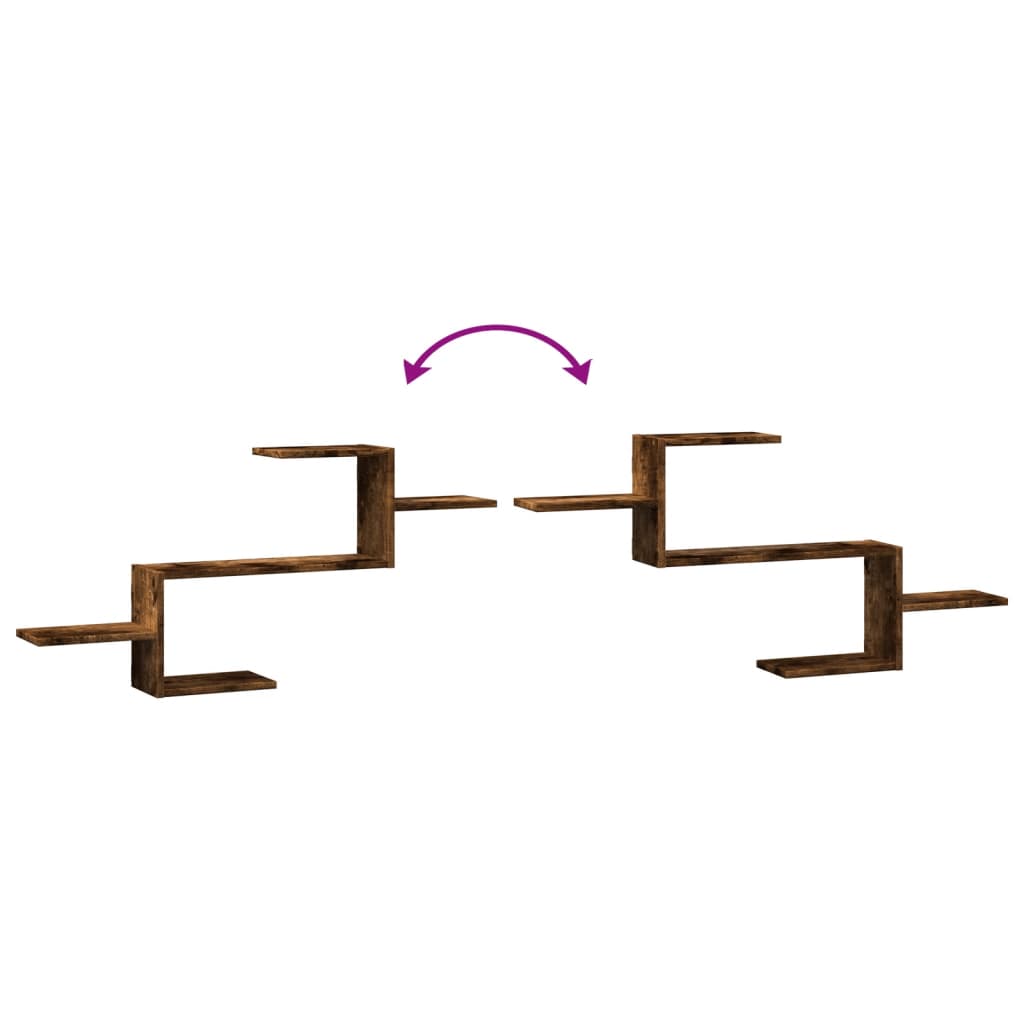 Wandschap 104x15x49 cm bewerkt hout gerookt eikenkleurig