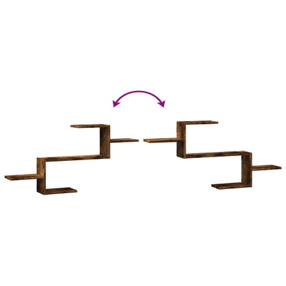 Wandschap 104x15x49 cm bewerkt hout gerookt eikenkleurig