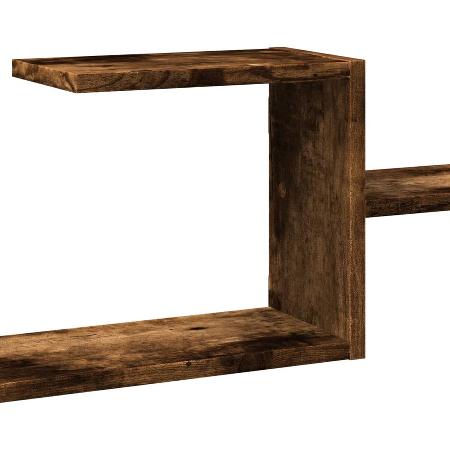 Wandschap 104x15x49 cm bewerkt hout gerookt eikenkleurig