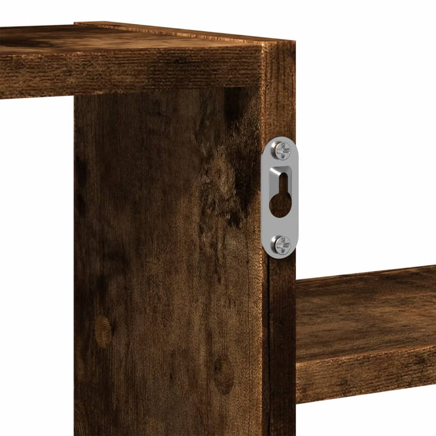 Wandschap 104x15x49 cm bewerkt hout gerookt eikenkleurig