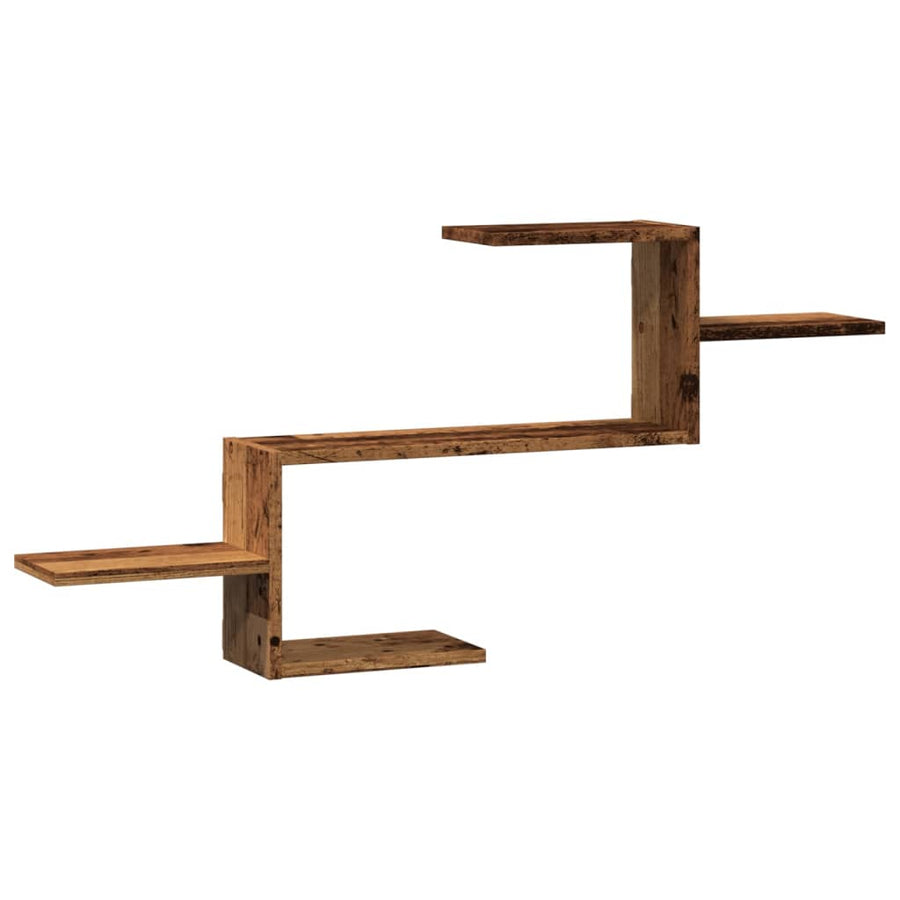 Wandschap 104x15x49 cm bewerkt hout oud houtkleurig