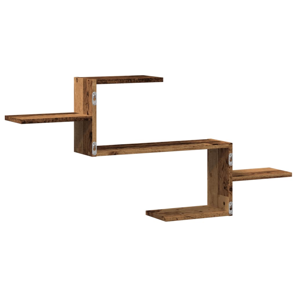 Wandschap 104x15x49 cm bewerkt hout oud houtkleurig