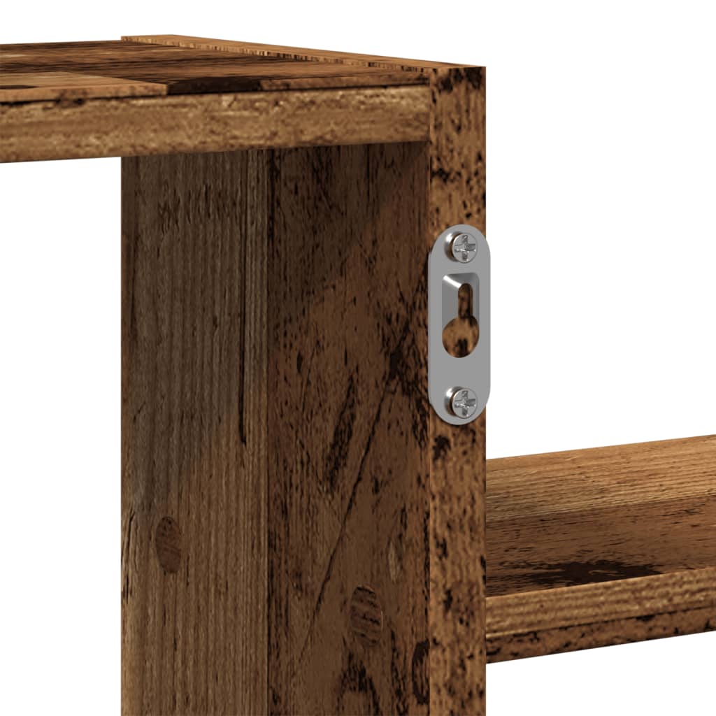 Wandschap 104x15x49 cm bewerkt hout oud houtkleurig