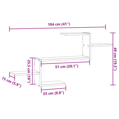 Wandschap 104x15x49 cm bewerkt hout oud houtkleurig