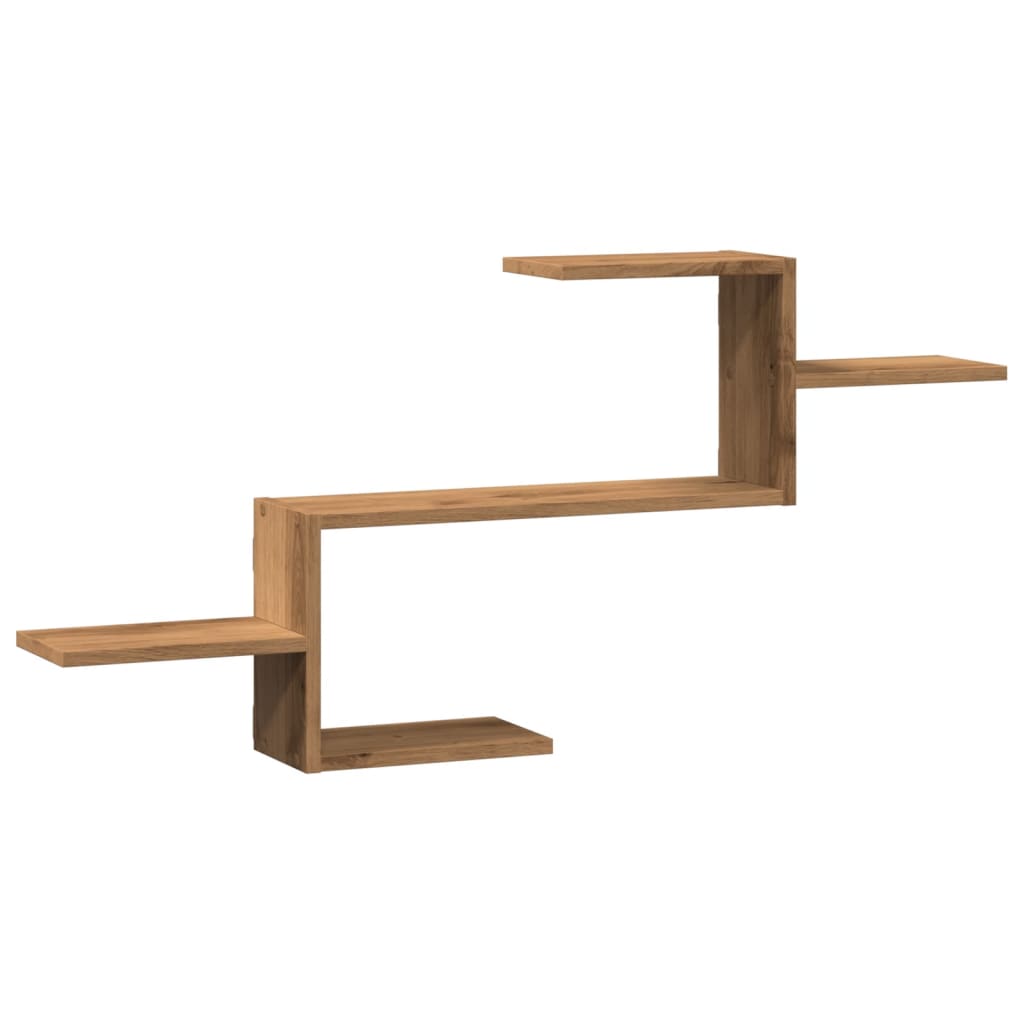 Wandschap 104x15x49 cm bewerkt hout artisanaal eikenkleurig