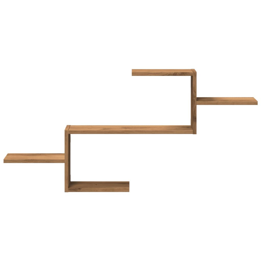 Wandschap 104x15x49 cm bewerkt hout artisanaal eikenkleurig