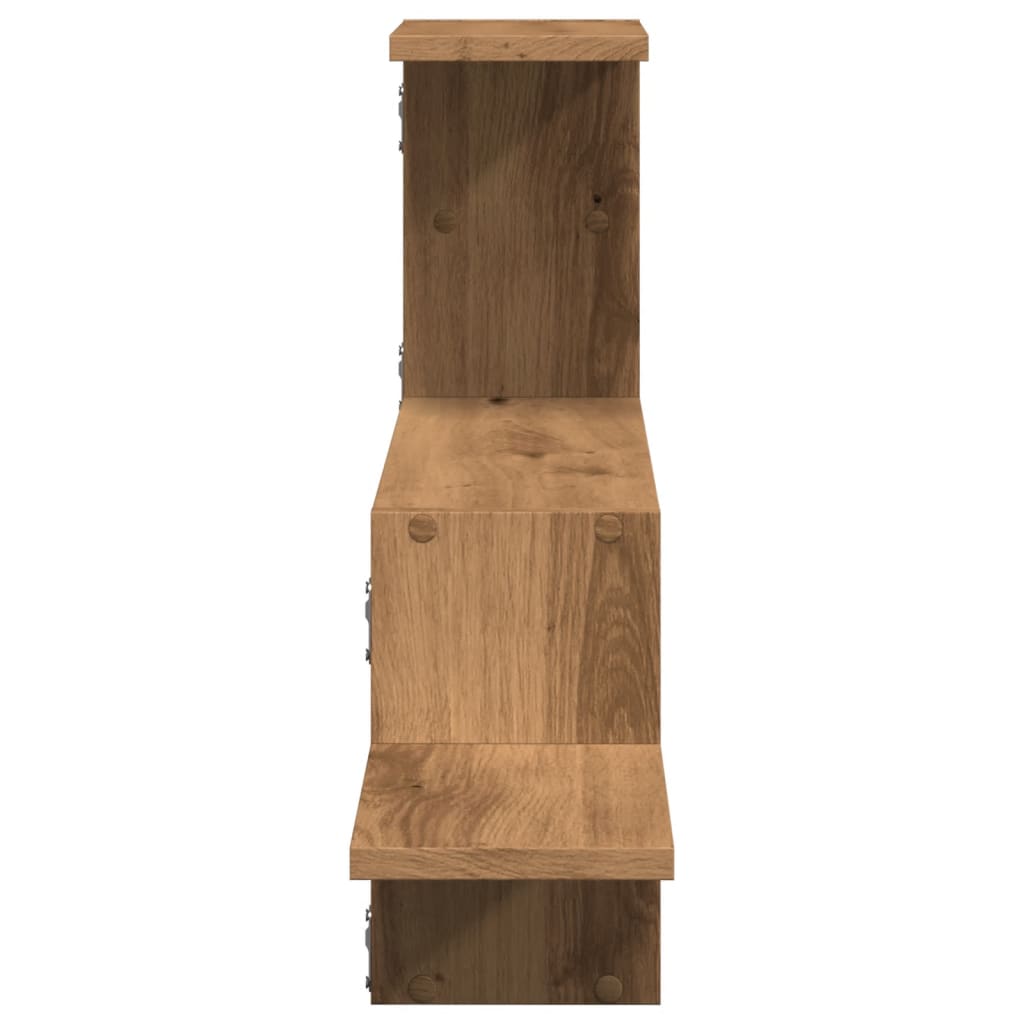 Wandschap 104x15x49 cm bewerkt hout artisanaal eikenkleurig