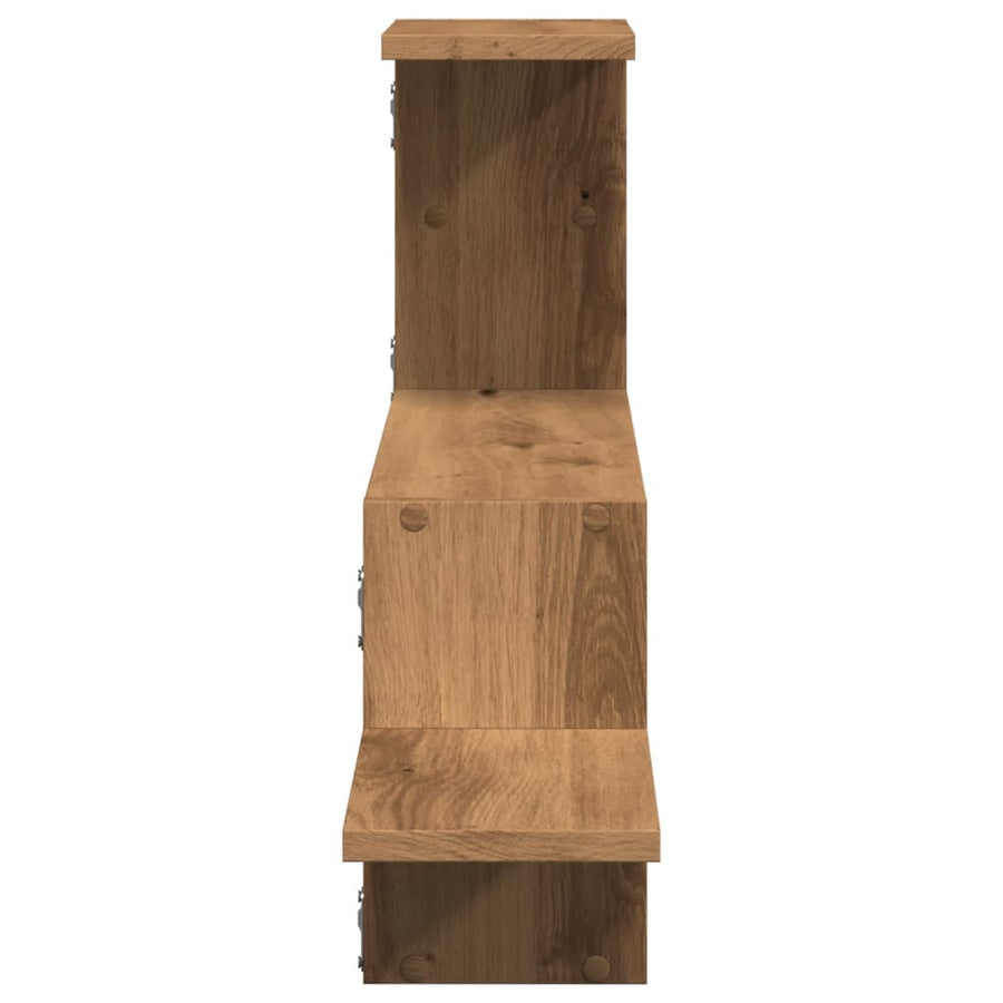 Wandschap 104x15x49 cm bewerkt hout artisanaal eikenkleurig