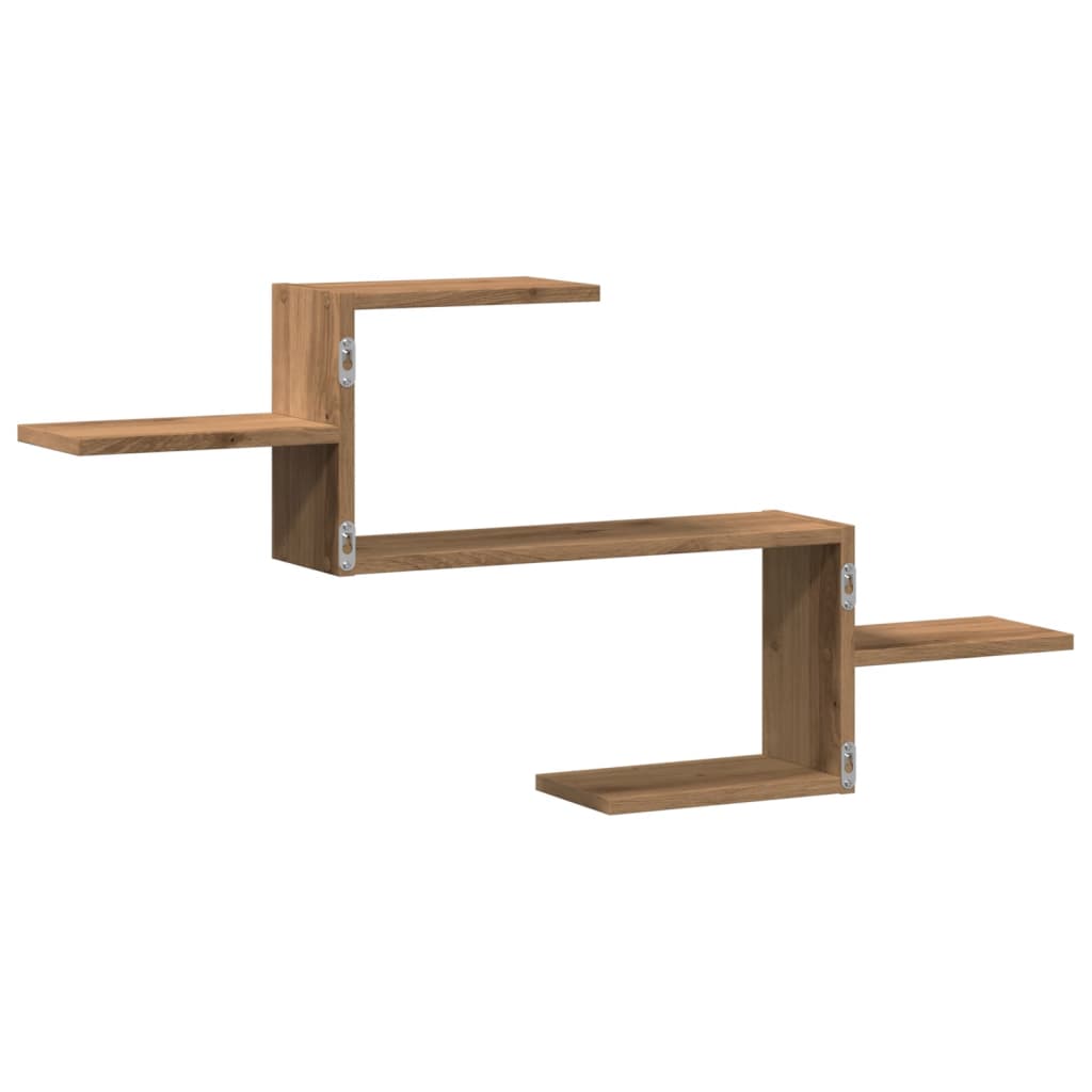 Wandschap 104x15x49 cm bewerkt hout artisanaal eikenkleurig