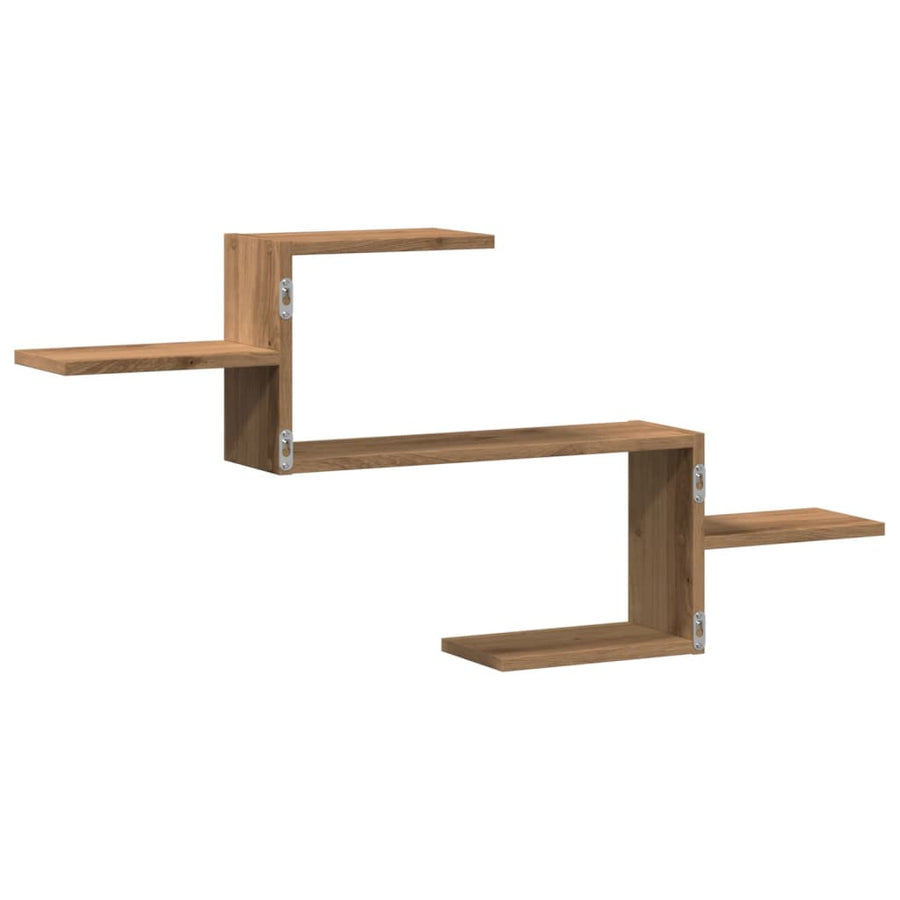 Wandschap 104x15x49 cm bewerkt hout artisanaal eikenkleurig