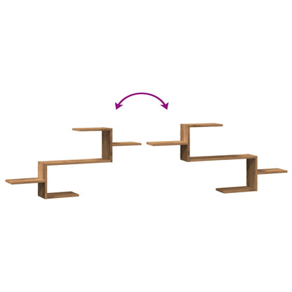 Wandschap 104x15x49 cm bewerkt hout artisanaal eikenkleurig