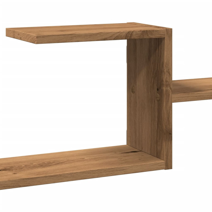 Wandschap 104x15x49 cm bewerkt hout artisanaal eikenkleurig
