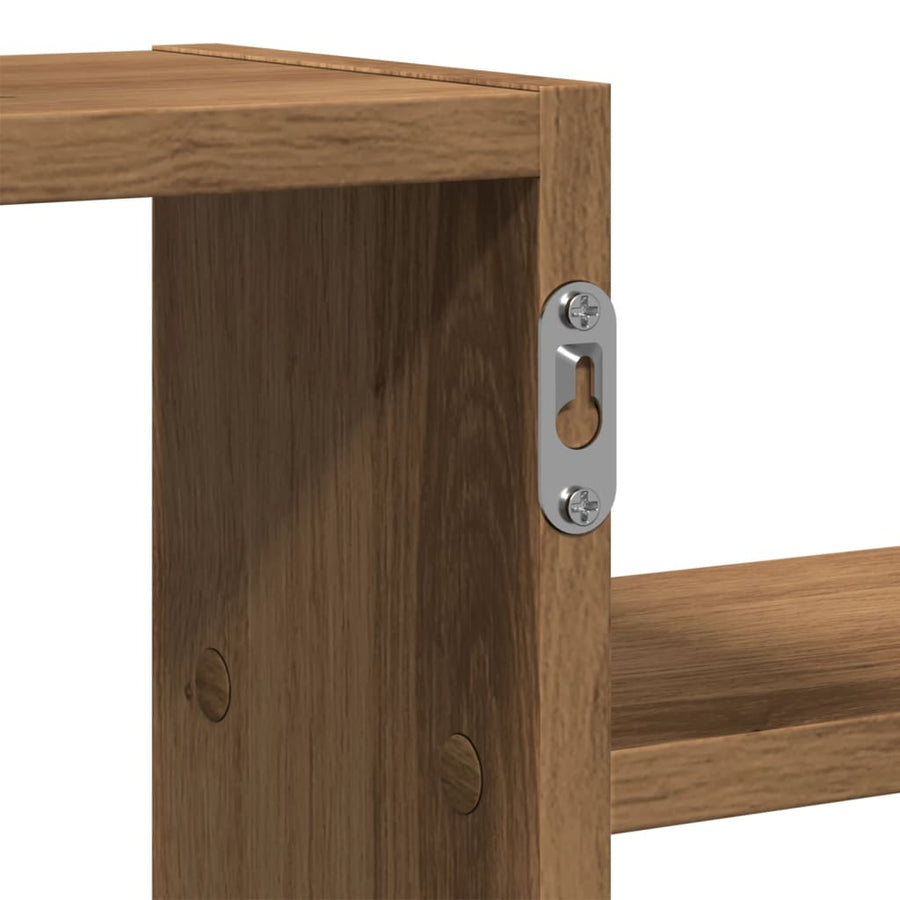 Wandschap 104x15x49 cm bewerkt hout artisanaal eikenkleurig
