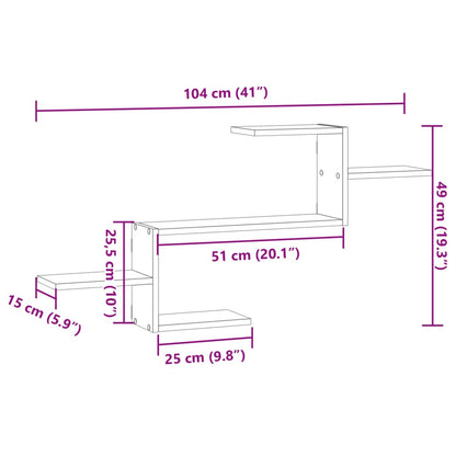 Wandschap 104x15x49 cm bewerkt hout artisanaal eikenkleurig