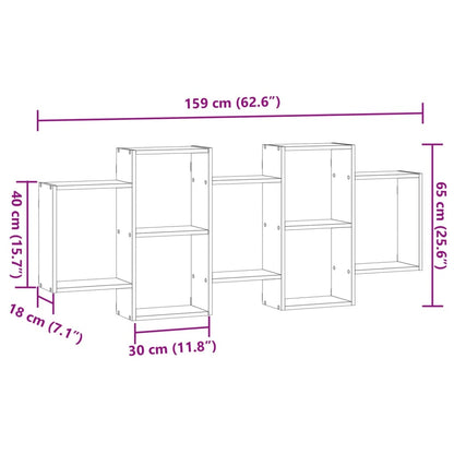 Wandschap 159x18x65 cm bewerkt hout wit