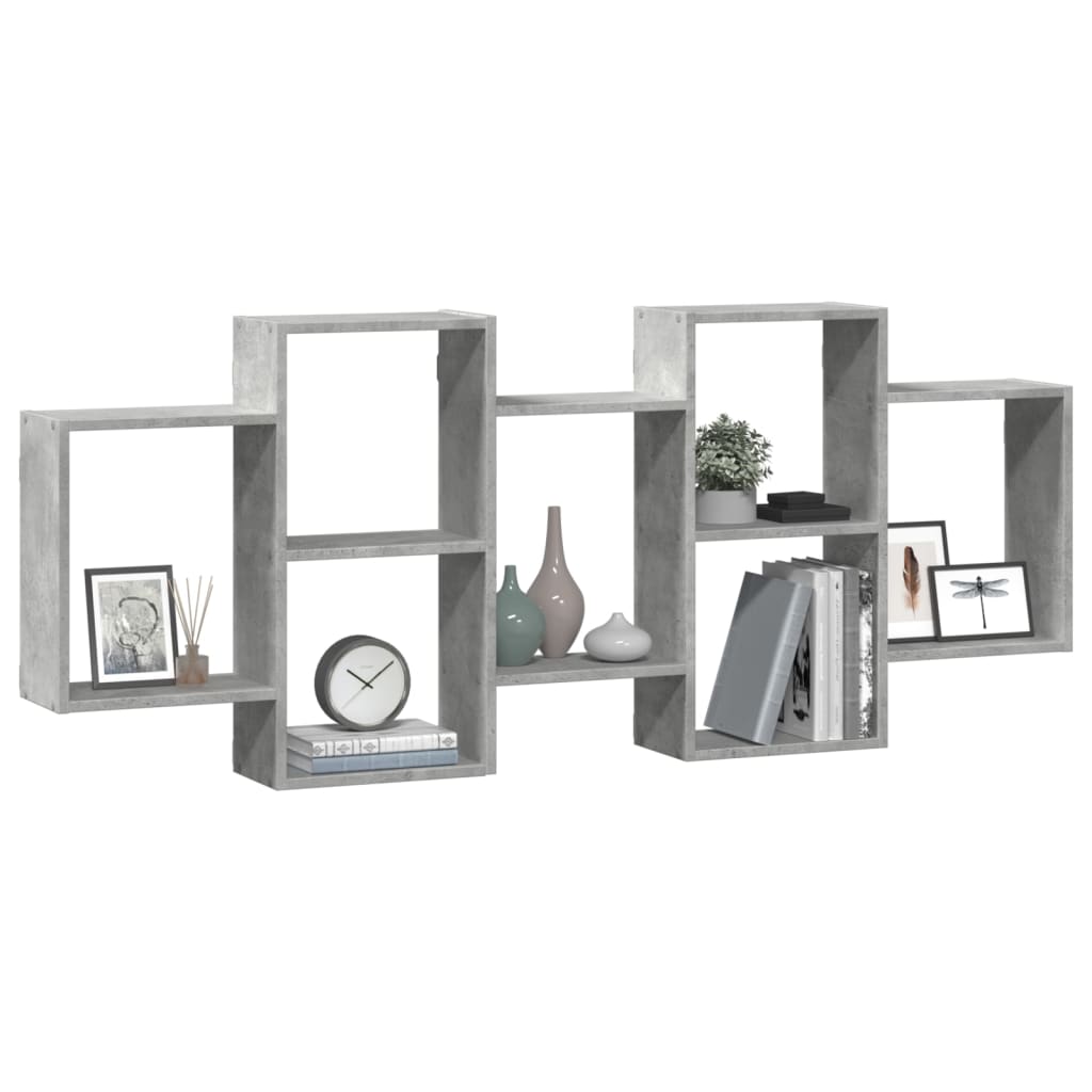 Wandschap 159x18x65 cm bewerkt hout betongrijs