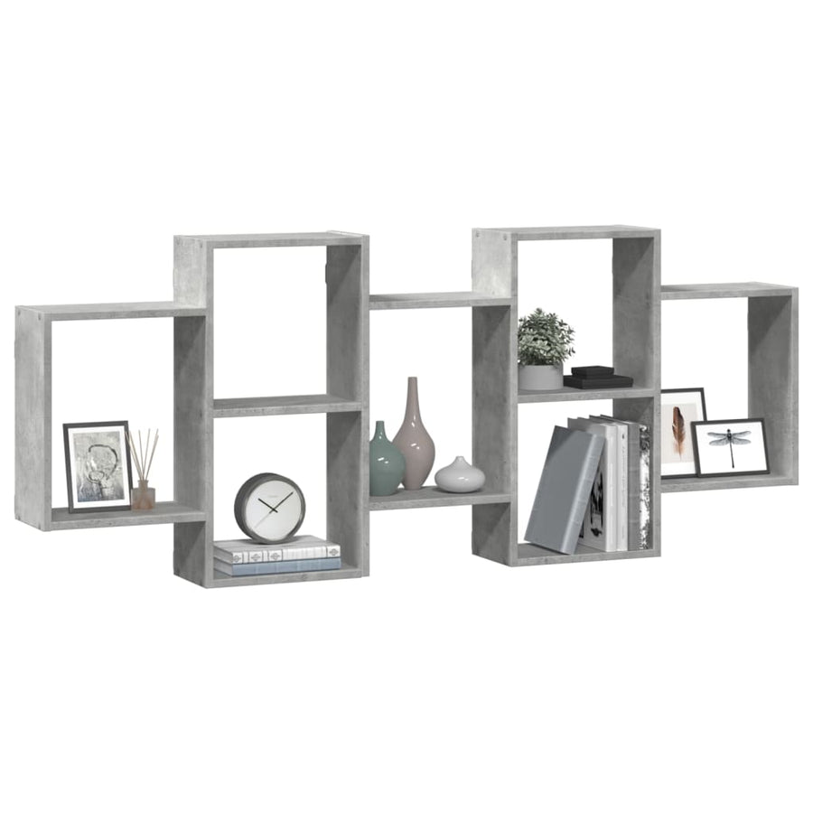 Wandschap 159x18x65 cm bewerkt hout betongrijs