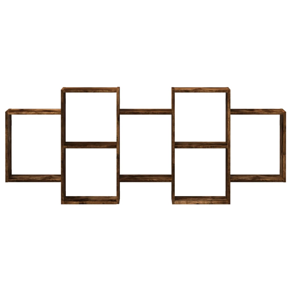 Wandschap 159x18x65 cm bewerkt hout gerookt eikenkleurig