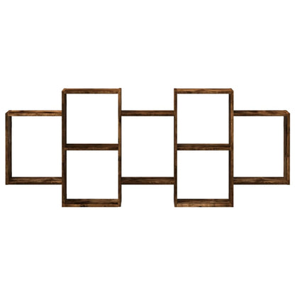 Wandschap 159x18x65 cm bewerkt hout gerookt eikenkleurig