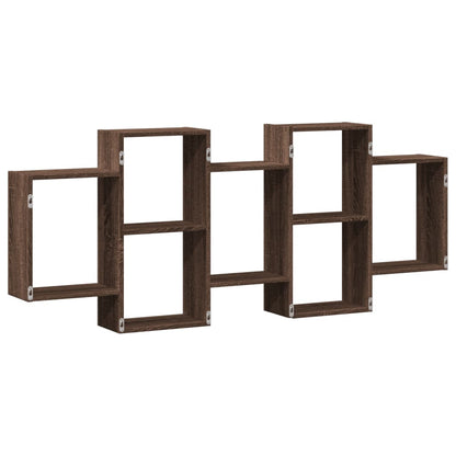 Wandschap 159x18x65 cm bewerkt hout bruin eikenkleurig