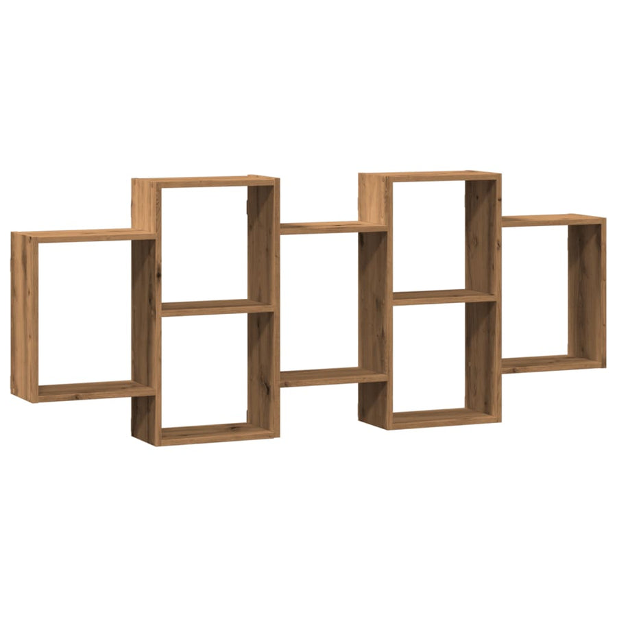 Wandschap 159x18x65 cm bewerkt hout artisanaal eikenkleurig