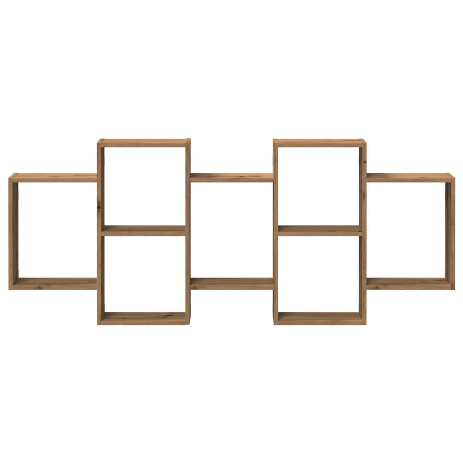 Wandschap 159x18x65 cm bewerkt hout artisanaal eikenkleurig