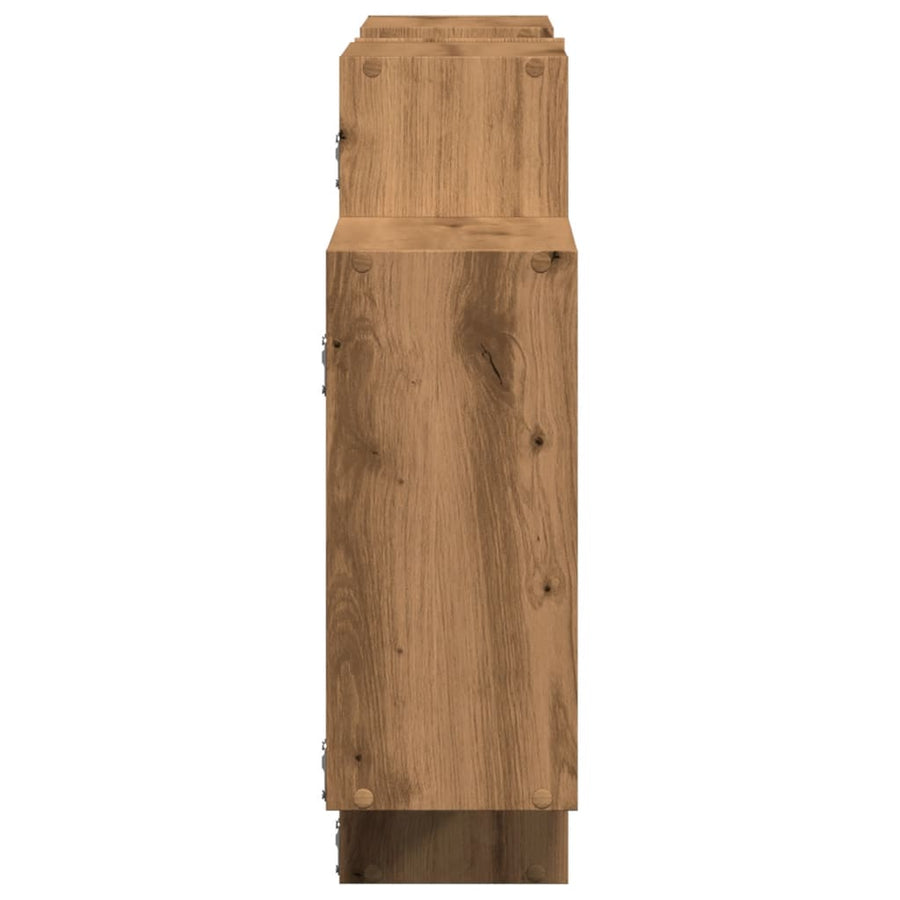Wandschap 159x18x65 cm bewerkt hout artisanaal eikenkleurig