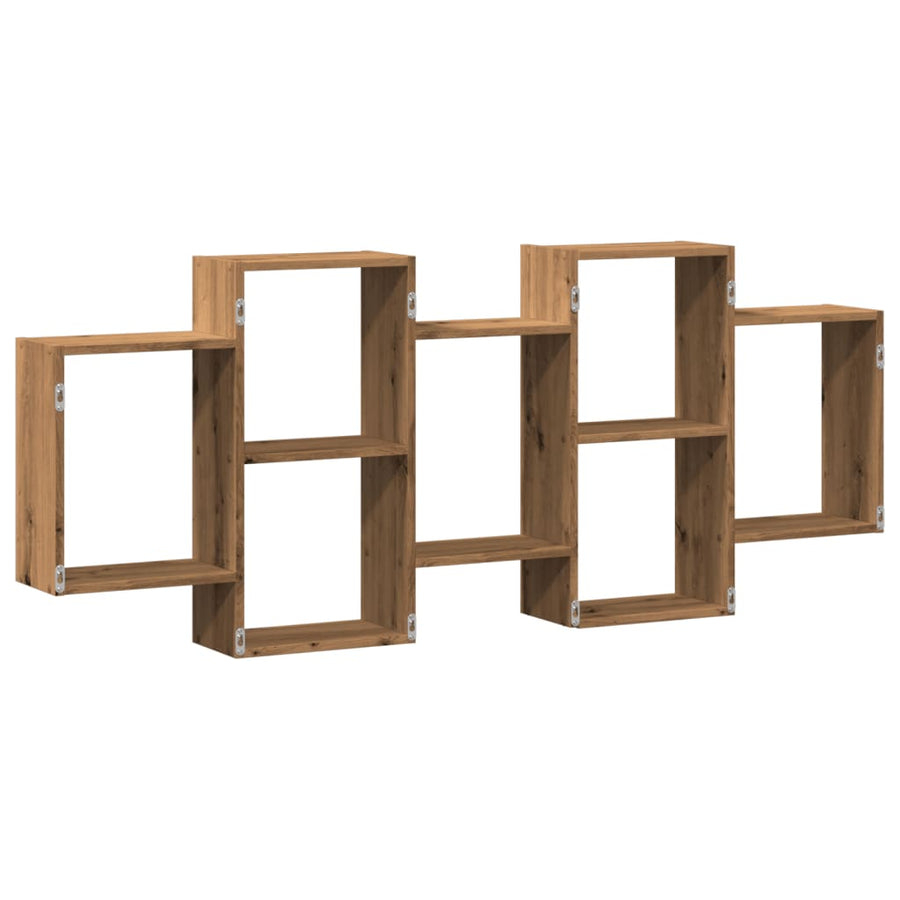 Wandschap 159x18x65 cm bewerkt hout artisanaal eikenkleurig