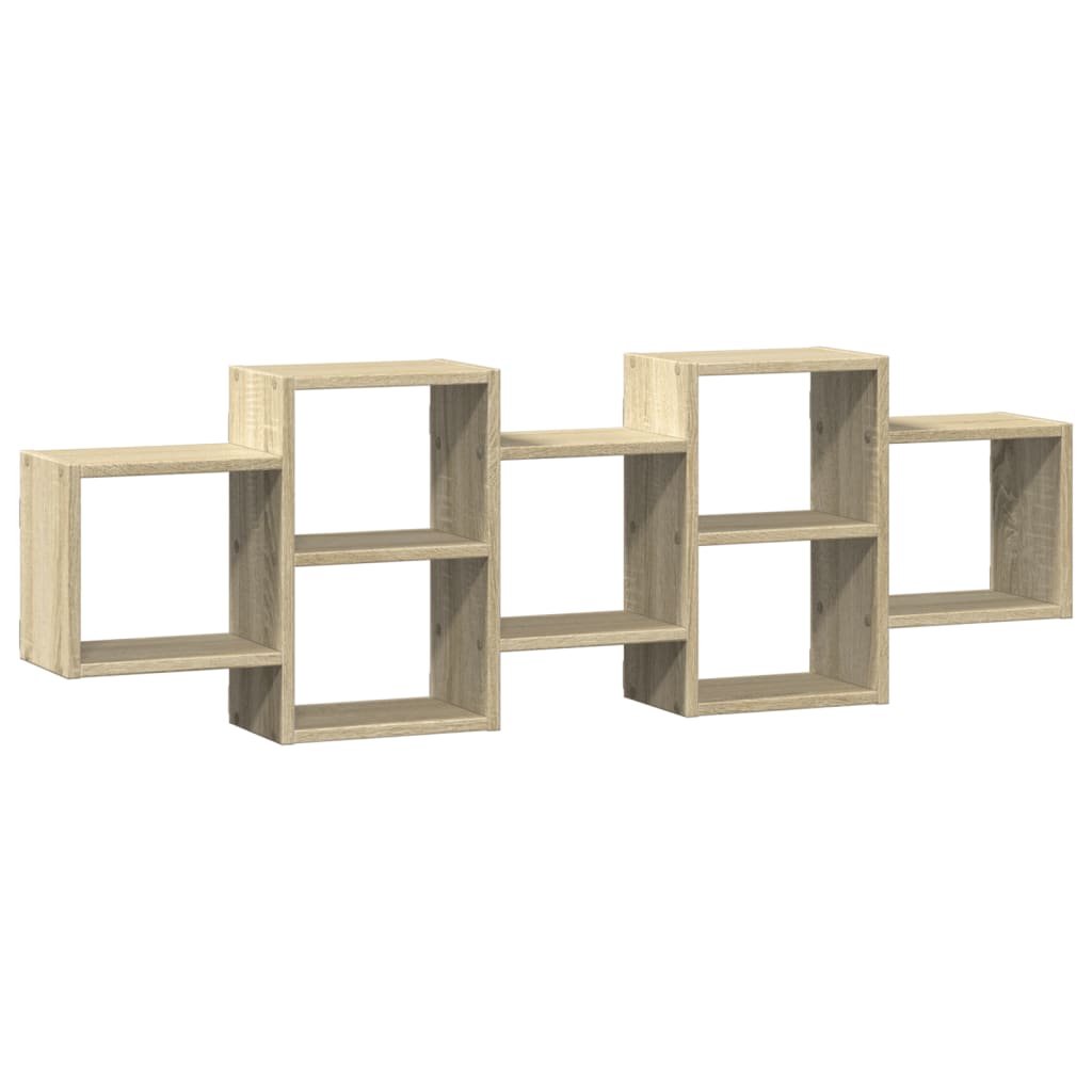 Wandschap 129x18x42 cm bewerkt hout sonoma eikenkleurig