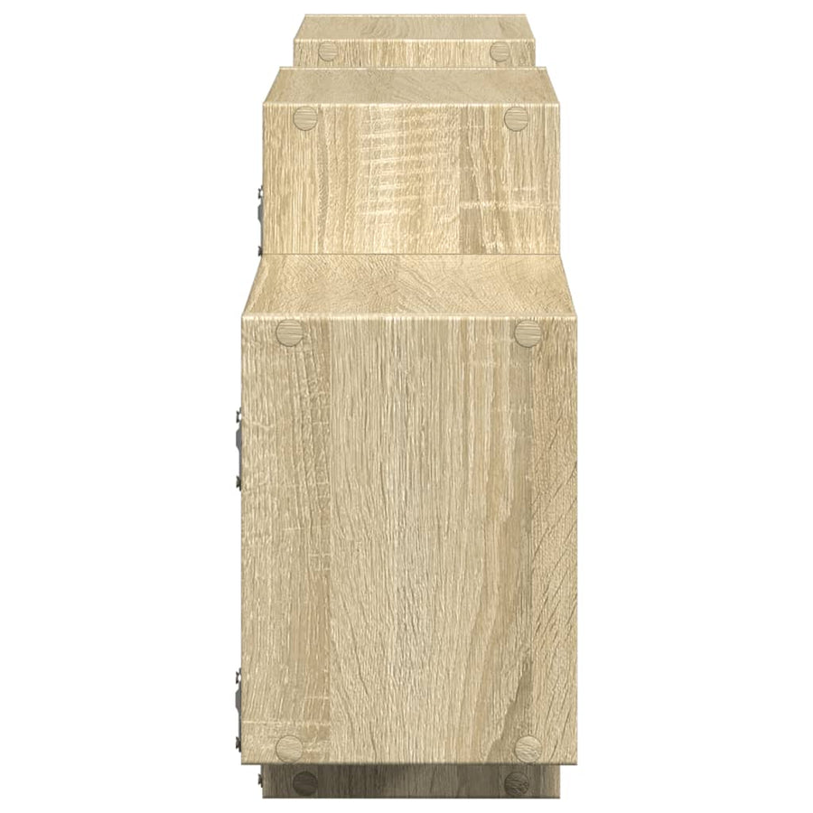 Wandschap 129x18x42 cm bewerkt hout sonoma eikenkleurig