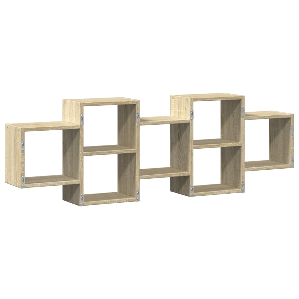 Wandschap 129x18x42 cm bewerkt hout sonoma eikenkleurig