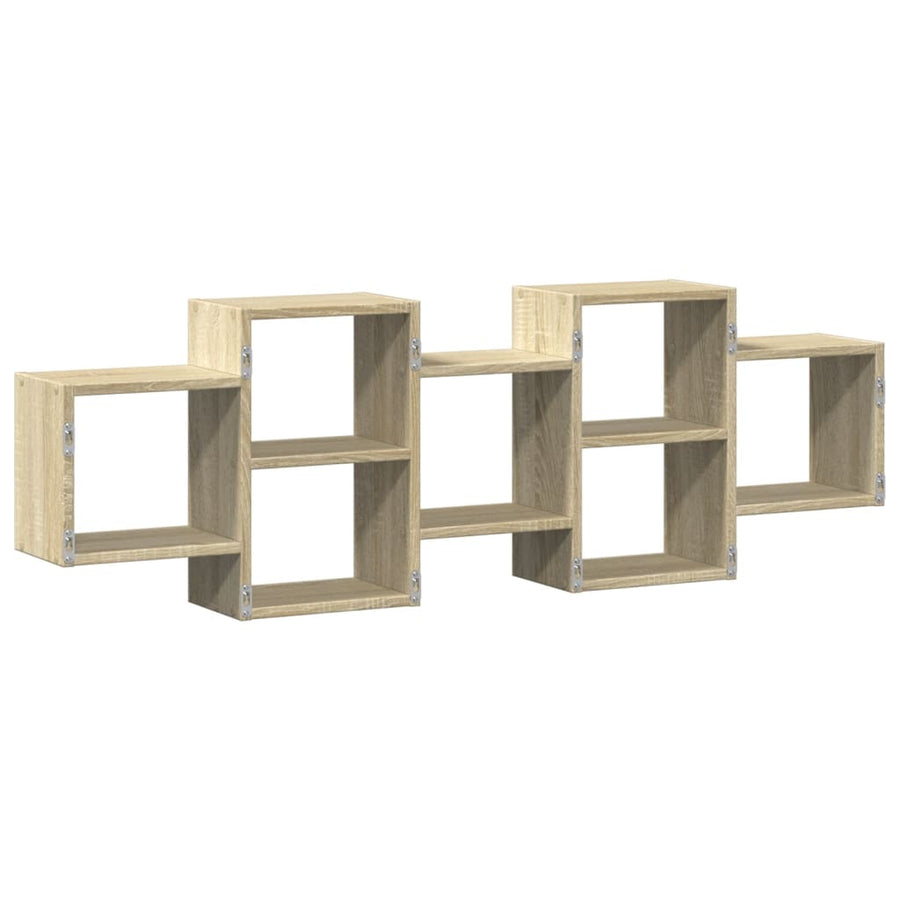 Wandschap 129x18x42 cm bewerkt hout sonoma eikenkleurig