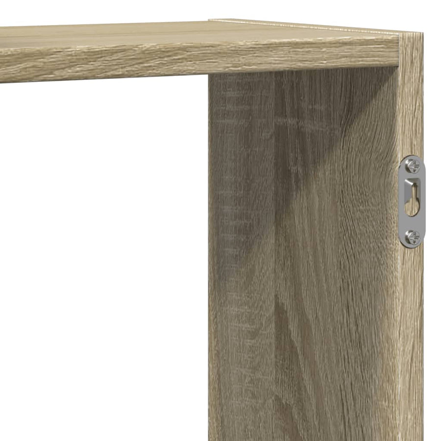 Wandschap 129x18x42 cm bewerkt hout sonoma eikenkleurig