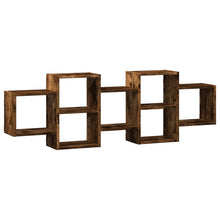 Wandschap 129x18x42 cm bewerkt hout gerookt eikenkleurig