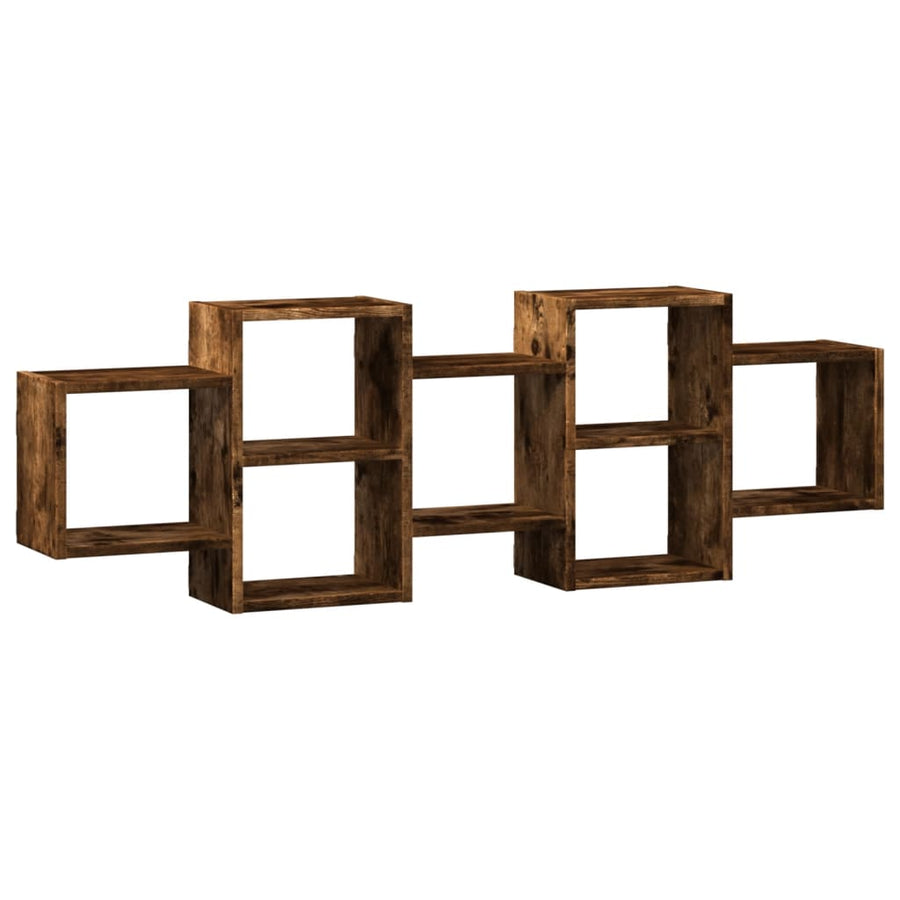 Wandschap 129x18x42 cm bewerkt hout gerookt eikenkleurig