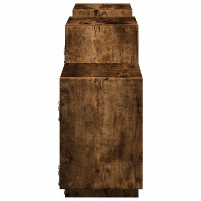 Wandschap 129x18x42 cm bewerkt hout gerookt eikenkleurig