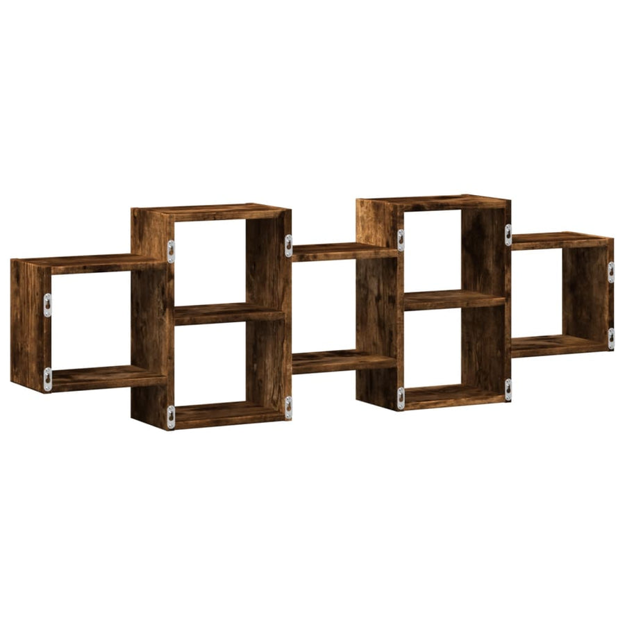 Wandschap 129x18x42 cm bewerkt hout gerookt eikenkleurig