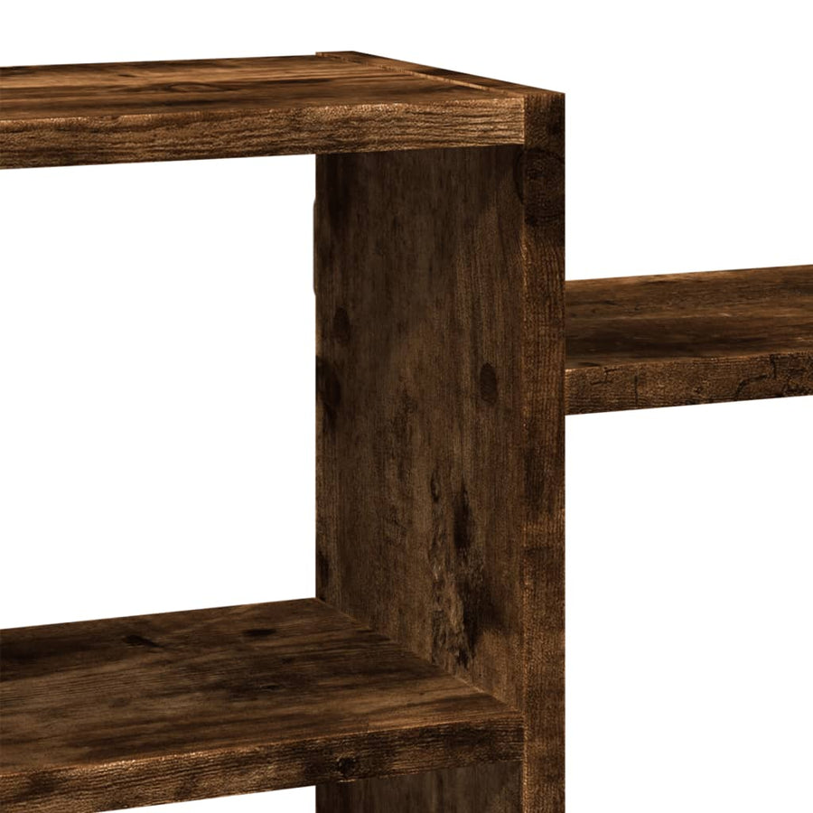 Wandschap 129x18x42 cm bewerkt hout gerookt eikenkleurig